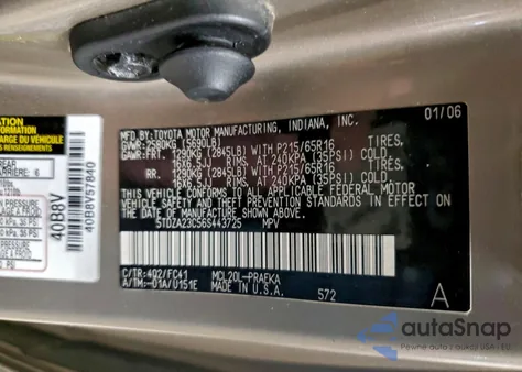 2006 Toyota Sienna Ce from USA, damaged, VIN 5TDZA23C56S443725